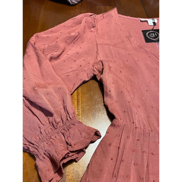 NWT By The River Sienna Dot Dress Small,  short 3/4 sleeve buttons Boutique - Picture 6 of 12